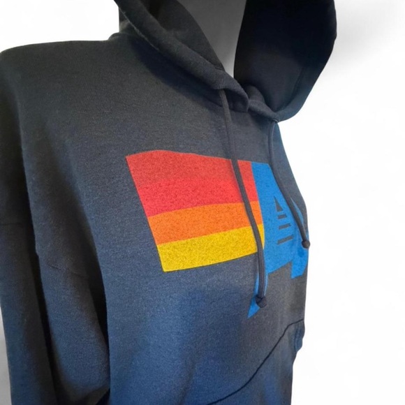 Aviator Nation Black/Blue  Hoodie with Rainbow Graphic - Picture 2 of 4